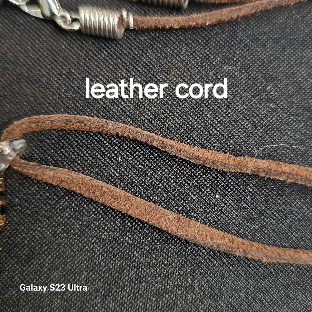 Glass Pendant with Leather Cord - Picture 4 of 5